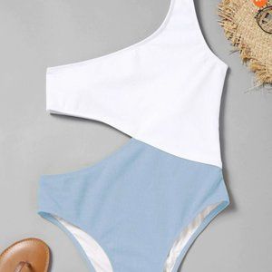 Cutout Ribbed One Shoulder Swimsuit